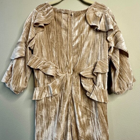 MIA JOY Crushed Velvet Jumpsuit Girls 7 Joyfolie Valery 70's Style Ruffle Flares - Picture 4 of 10